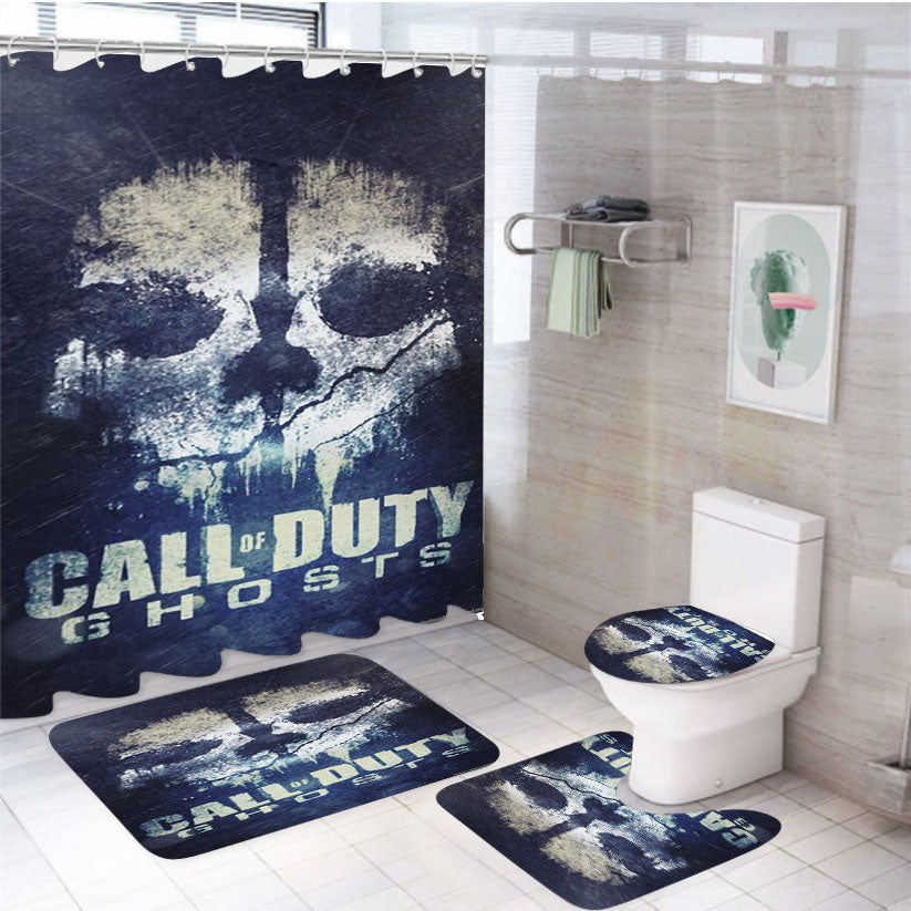 Call Of Duty Ghosts 4Pcs Bathroom Set Shower Curtain