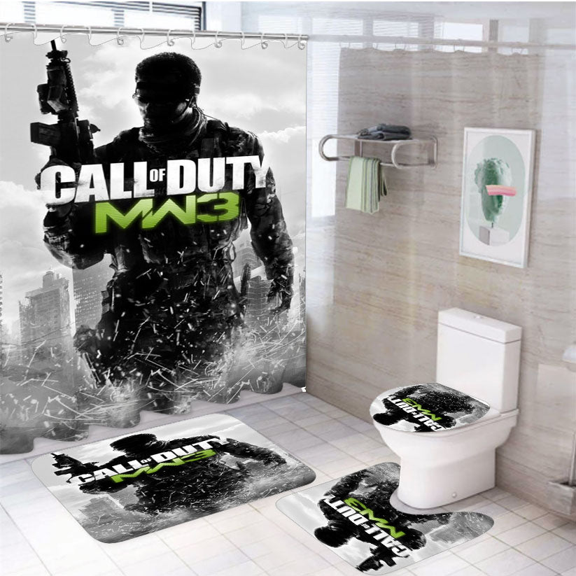 Call Of Duty Modern Warfare 3 4Pcs Bathroom Set Shower Curtain