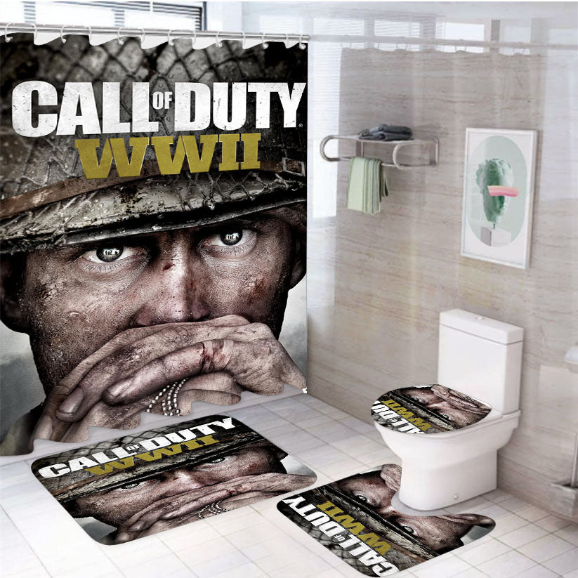 Call Of Duty Wwii 4Pcs Bathroom Set Shower Curtain
