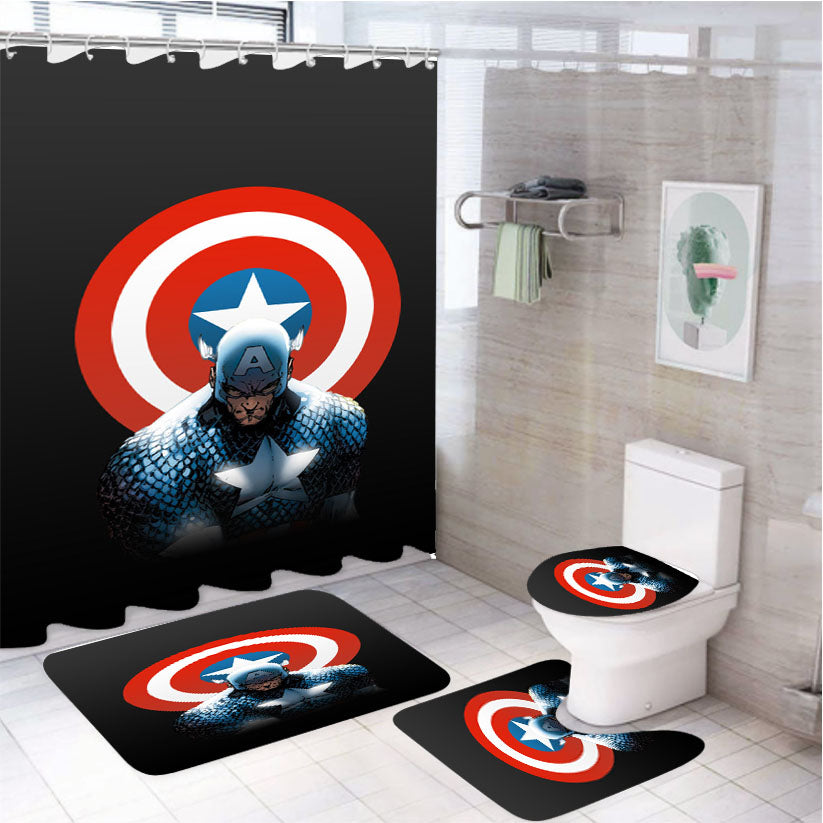 Captain America 4Pcs Bathroom Set Shower Curtain