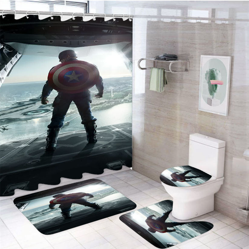 Captain America 2 4Pcs Bathroom Set Shower Curtain