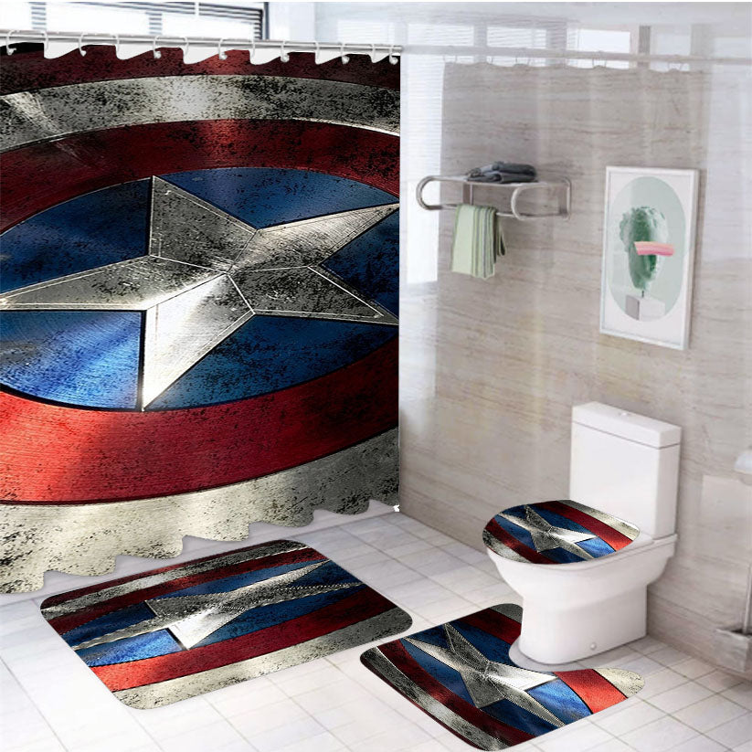 Captain America Civil War Weapon 4Pcs Bathroom Set Shower Curtain