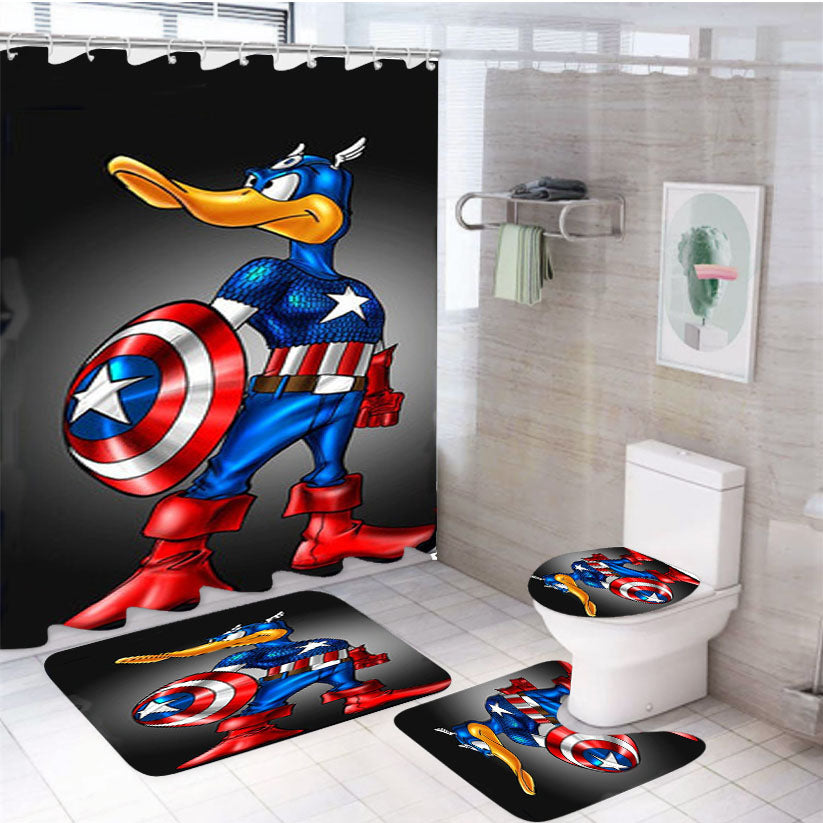 Captain America Daffy Duck 4Pcs Bathroom Set Shower Curtain