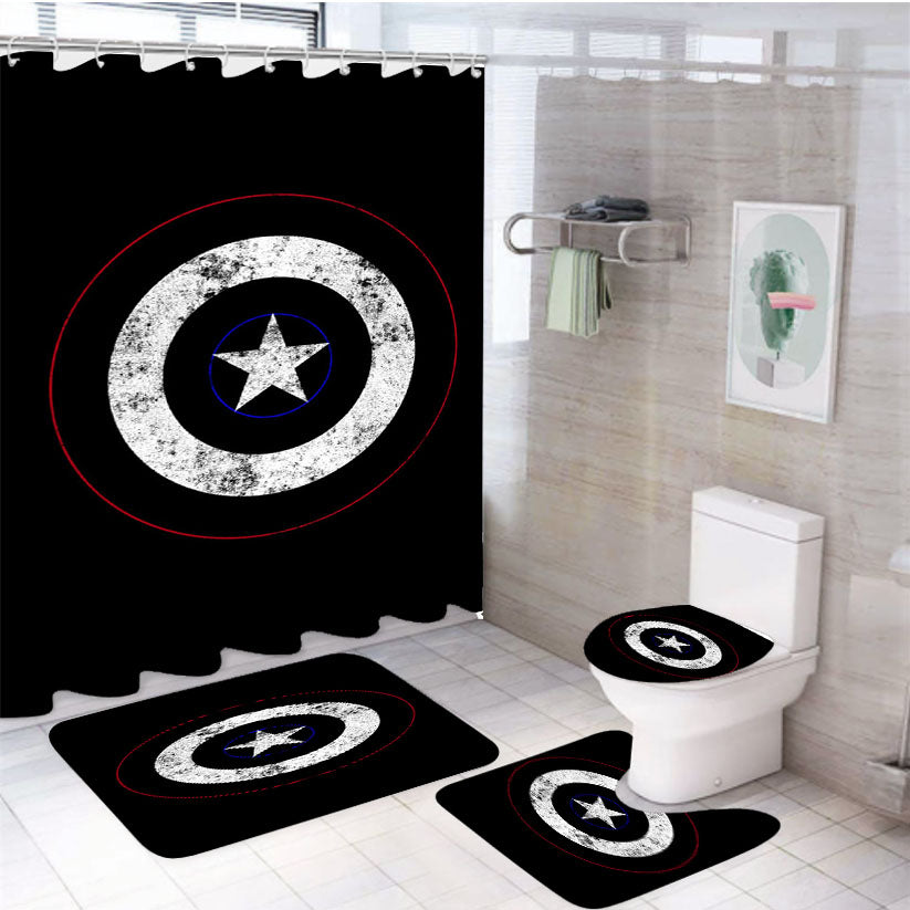 Captain America'S Shield 3 4Pcs Bathroom Set Shower Curtain