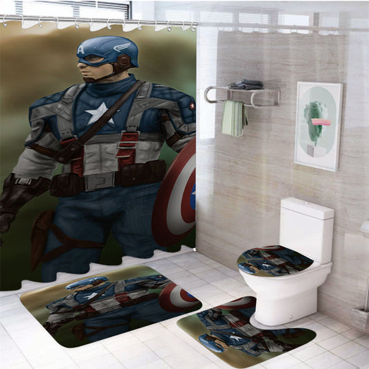Captain America The First Avenger 4Pcs Bathroom Set Shower Curtain