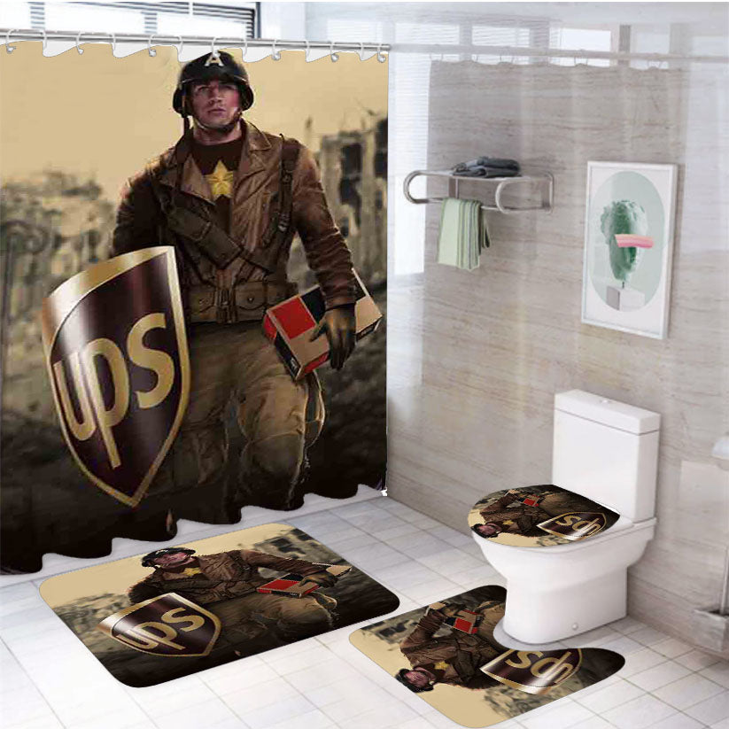 Captain America Ups 4Pcs Bathroom Set Shower Curtain