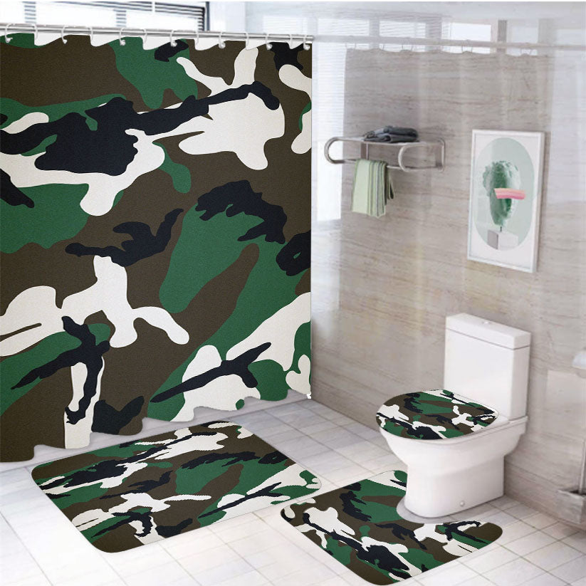 Captain Army 4Pcs Bathroom Set Shower Curtain
