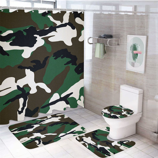 Captain Army 4Pcs Bathroom Set Shower Curtain
