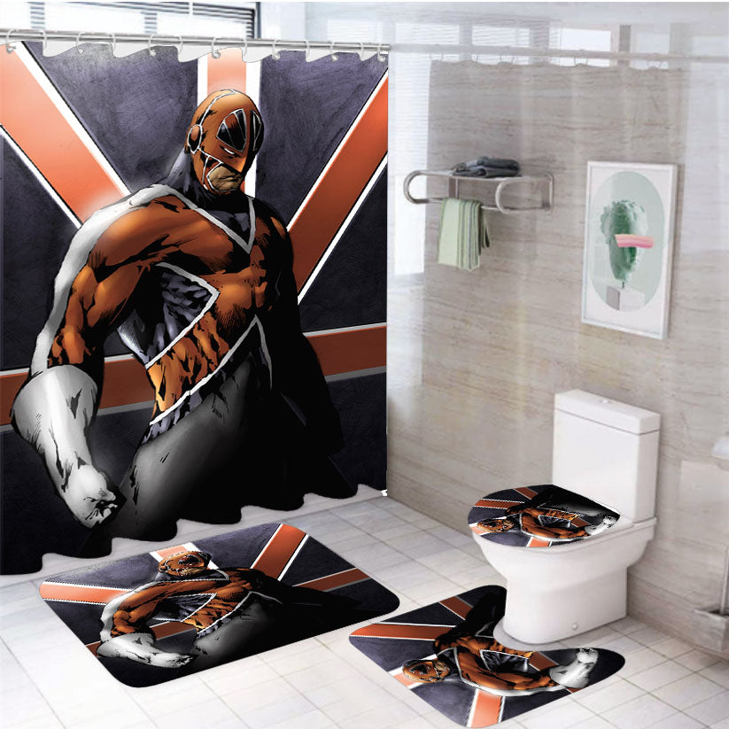 Captain Britain 4Pcs Bathroom Set Shower Curtain