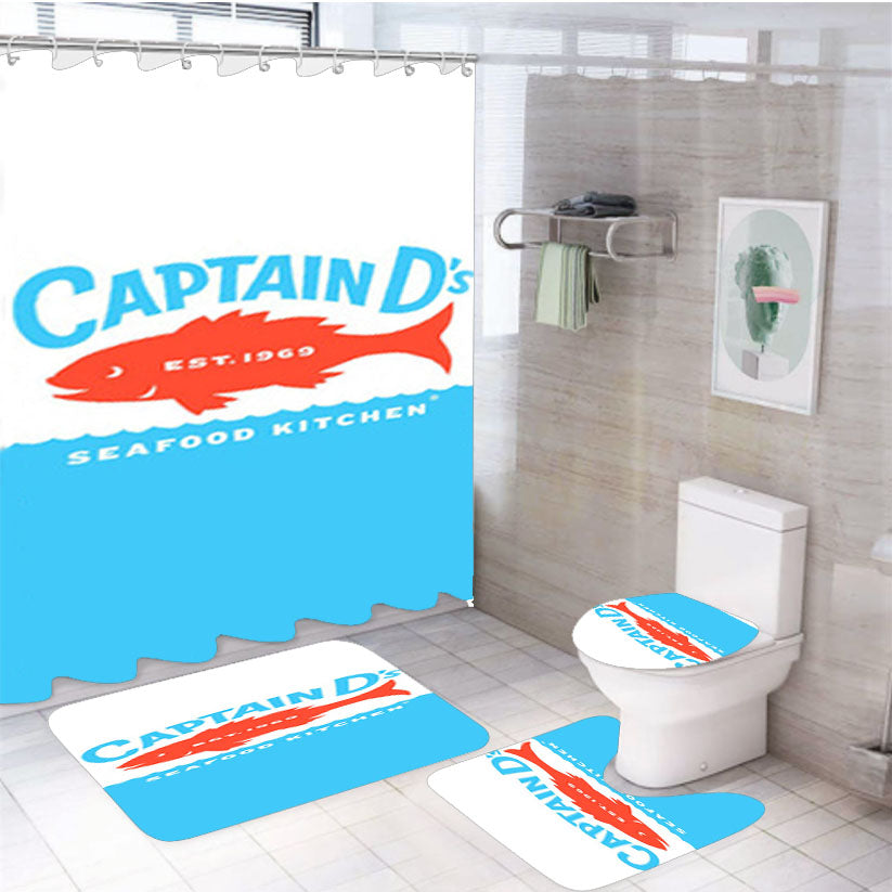 Captain D'S 4Pcs Bathroom Set Shower Curtain