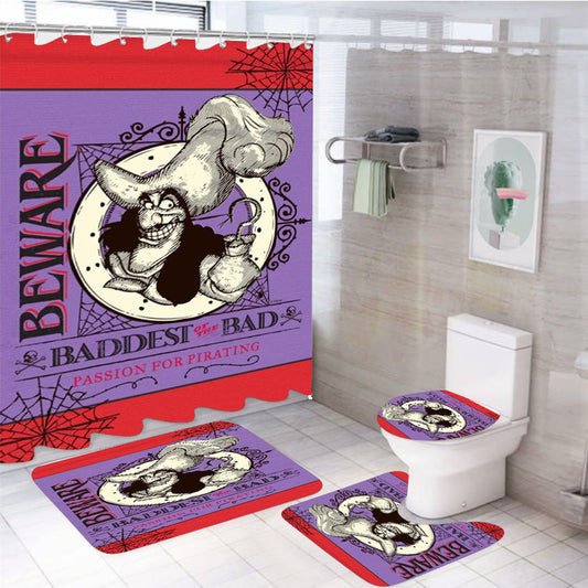 Captain Hook Baddest Of The Bad 4Pcs Bathroom Set Shower Curtain