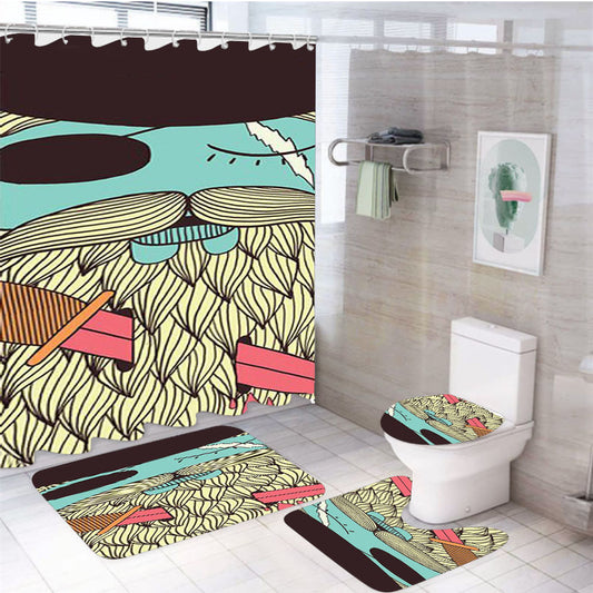 Captain Hope 4Pcs Bathroom Set Shower Curtain