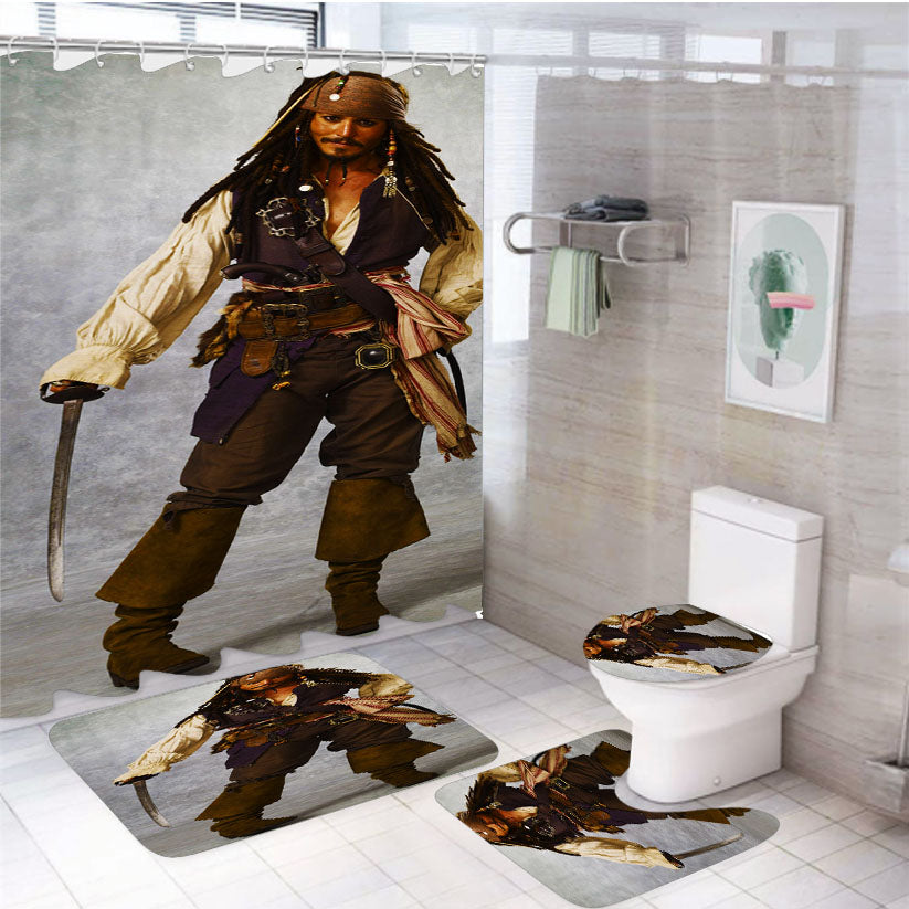 Captain Jack Sparrow Pose 4Pcs Bathroom Set Shower Curtain