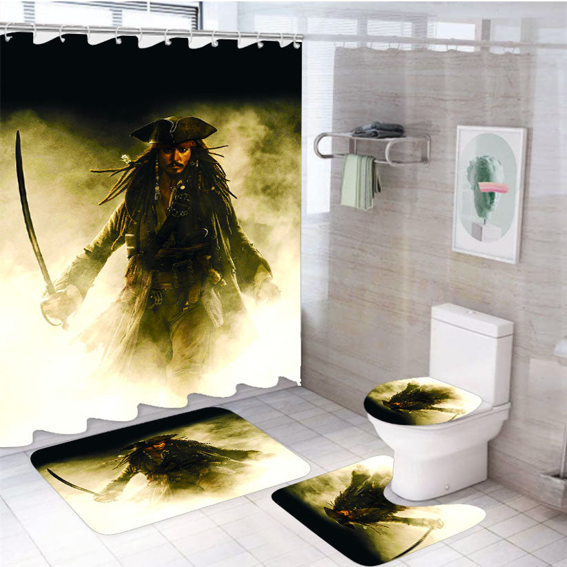 Captain Jack Sparrow Shadow 4Pcs Bathroom Set Shower Curtain