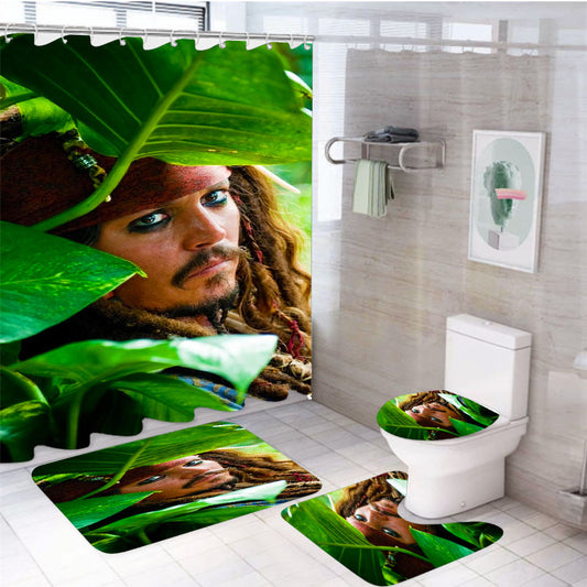 Captain Jack Sparrow Sneak 4Pcs Bathroom Set Shower Curtain