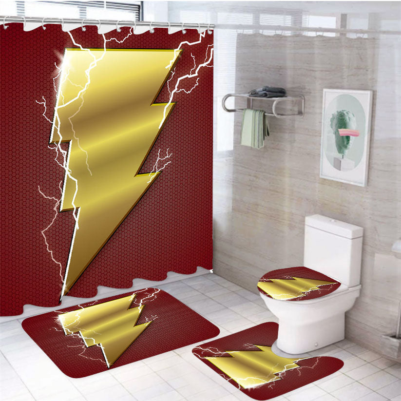 Captain Marvel Logo 4Pcs Bathroom Set Shower Curtain