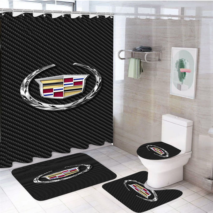 Car Cadillac Logo 4Pcs Bathroom Set Shower Curtain