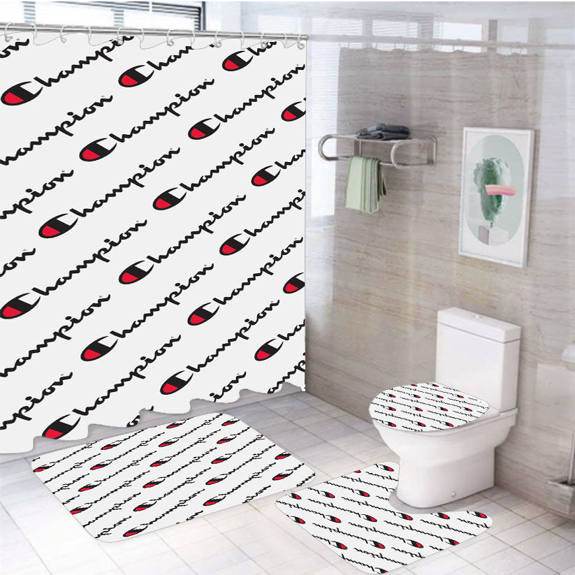 Champion Ebon-Ashgray 4Pcs Bathroom Set Shower Curtain