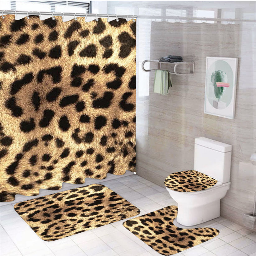 Cheetah Texture Pattern Style 4Pcs Bathroom Set Shower Curtain