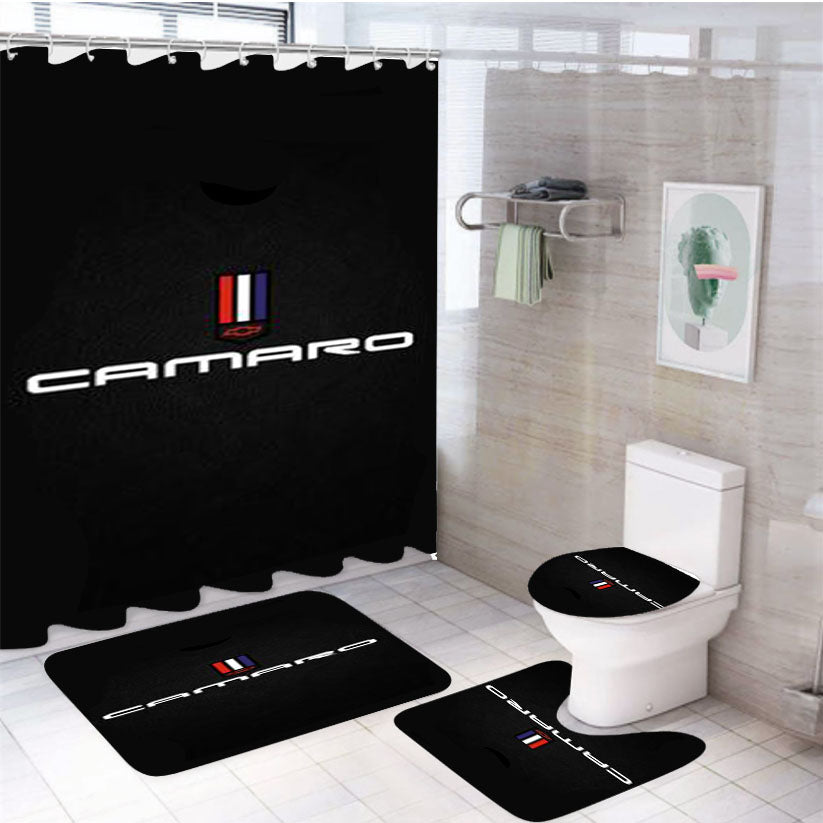 Chevrolet Camaro Logo 4Pcs Bathroom Set Shower Curtain
