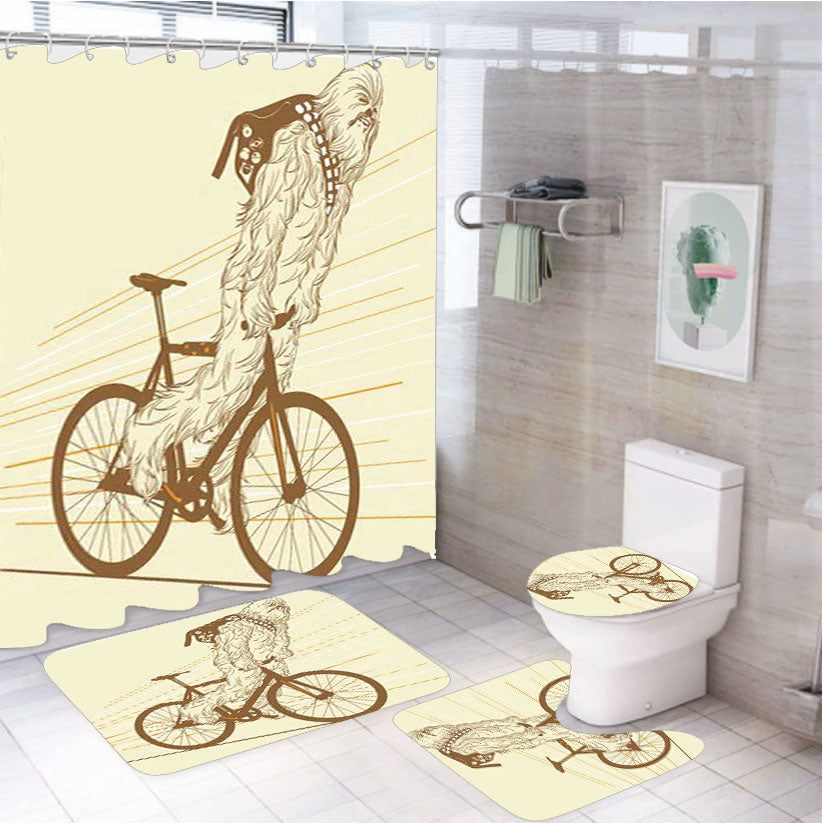 Chewbacca Biking Star Wars 4Pcs Bathroom Set Shower Curtain