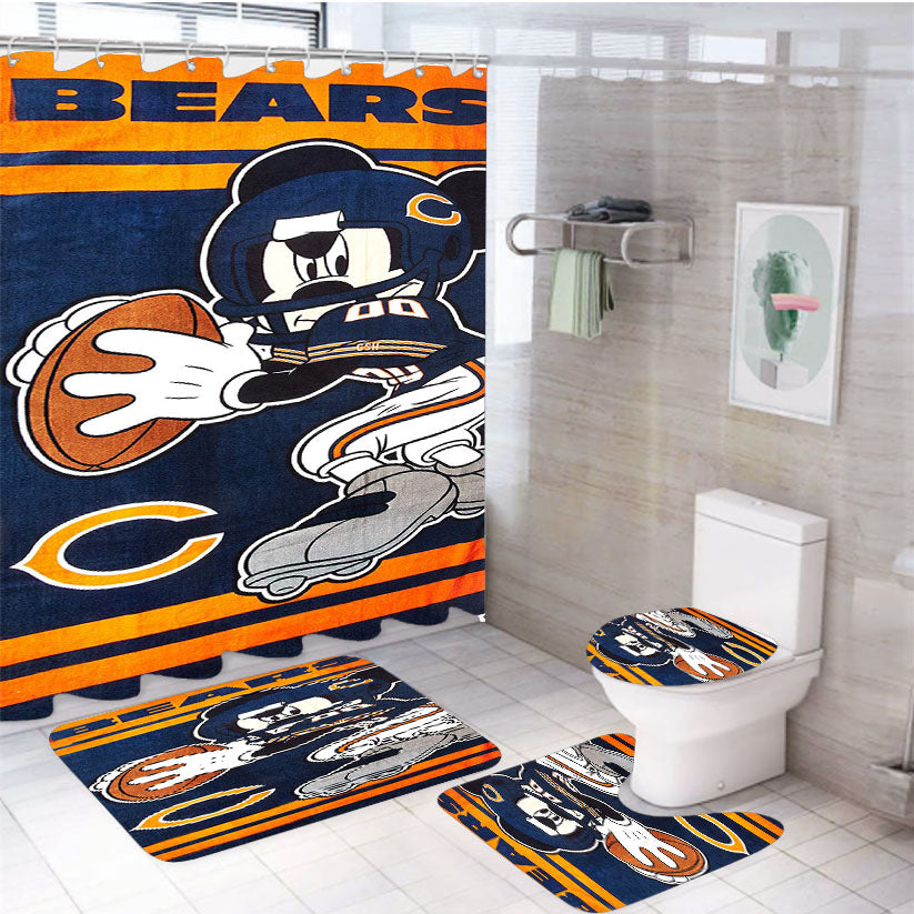 Chicago Bears Disney Mickey Mouse 4Pcs Bathroom Set Shower Curtain