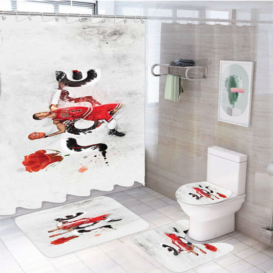 Chicago Bulls Derrick Rose 4Pcs Bathroom Set Shower Curtain
