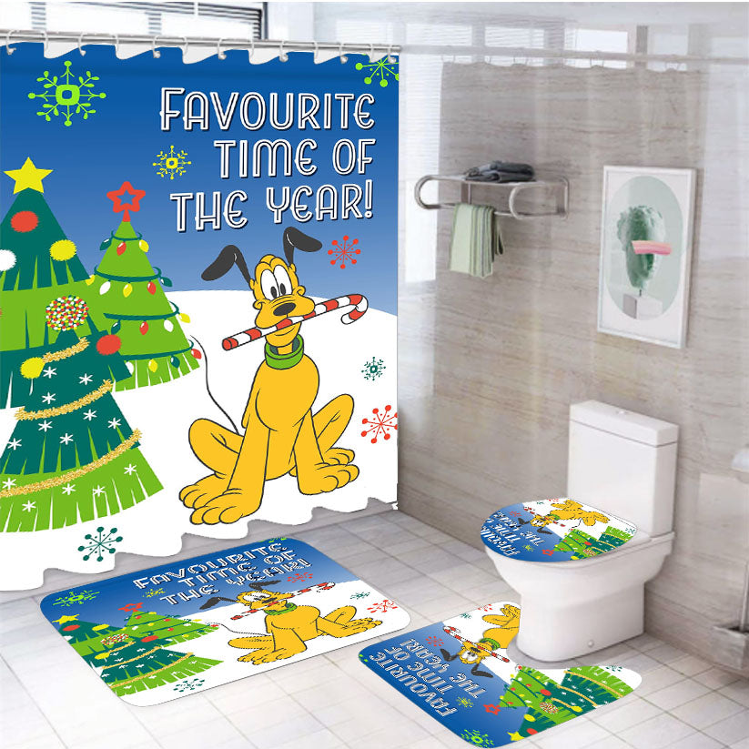 Christmas Bone Pluto 4Pcs Bathroom Set Shower Curtain