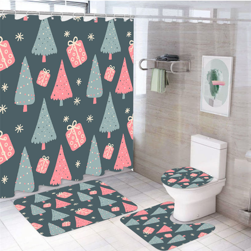 Christmas Patterns Set 03 4Pcs Bathroom Set Shower Curtain