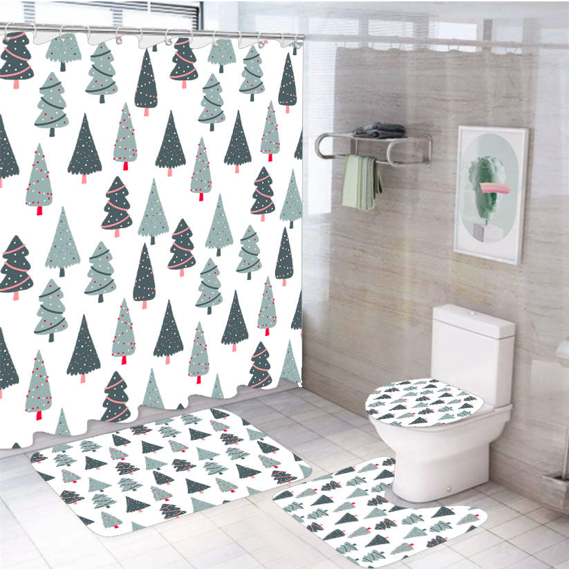 Christmas Patterns Set 04 4Pcs Bathroom Set Shower Curtain