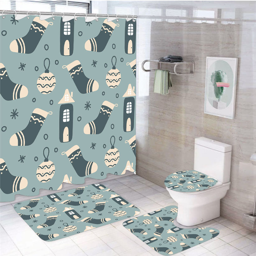 Christmas Patterns Set 05 4Pcs Bathroom Set Shower Curtain