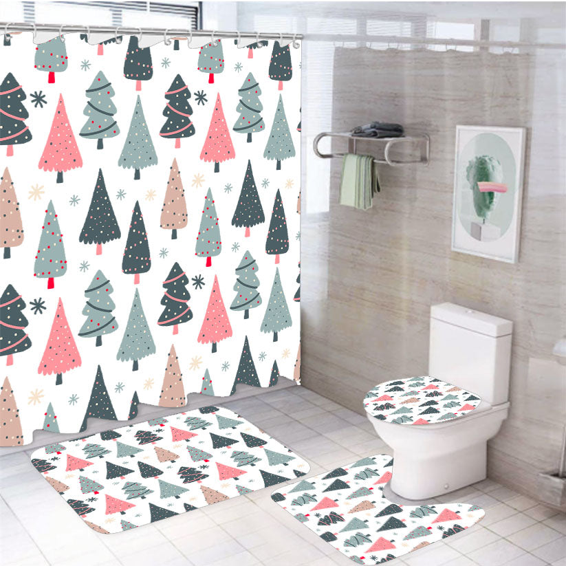 Christmas Patterns Set 08 4Pcs Bathroom Set Shower Curtain