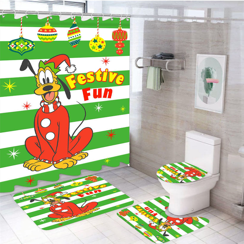 Christmas Pjs Pluto 4Pcs Bathroom Set Shower Curtain