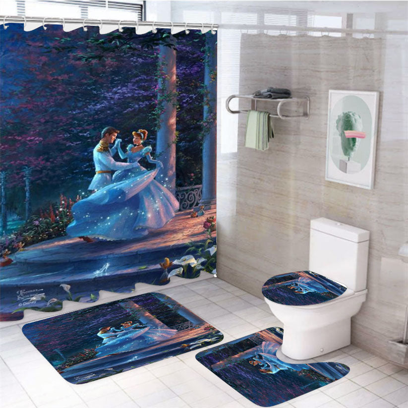 Cinderella Dancing In The Starlight 4Pcs Bathroom Set Shower Curtain