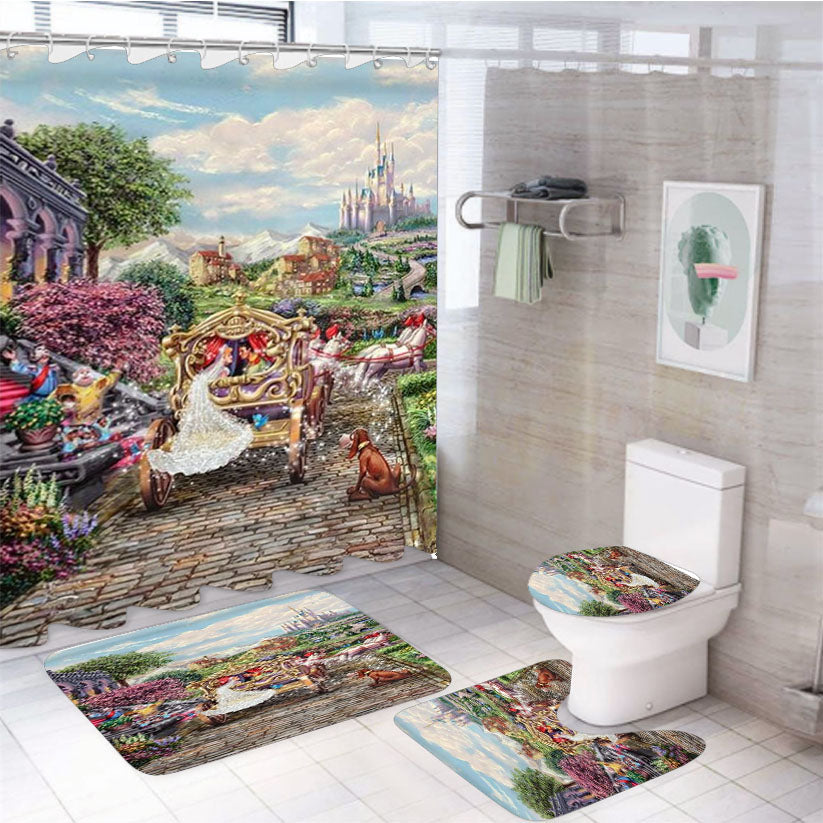 Cinderella Happily Ever After 4Pcs Bathroom Set Shower Curtain
