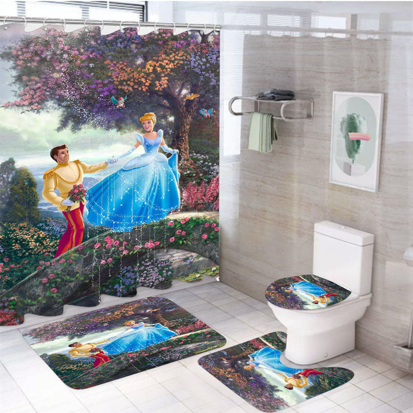 Cinderella Wishes Upon A Dream 4Pcs Bathroom Set Shower Curtain