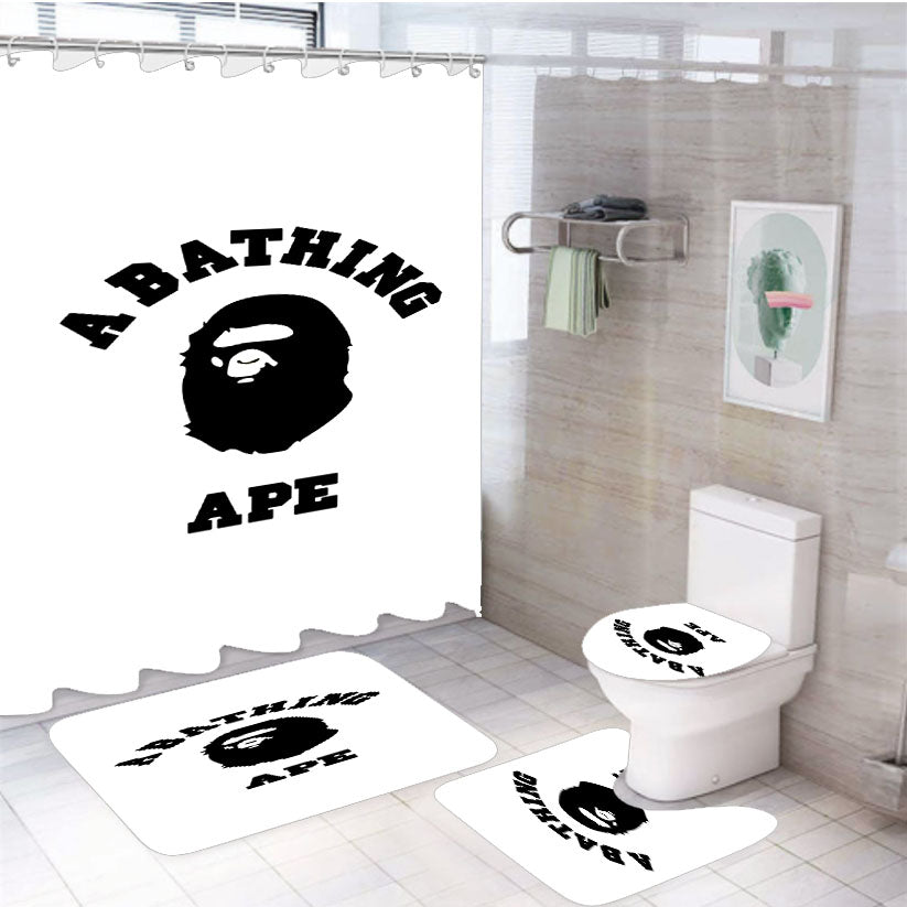 Classic A Bathing Ape 4Pcs Bathroom Set Shower Curtain