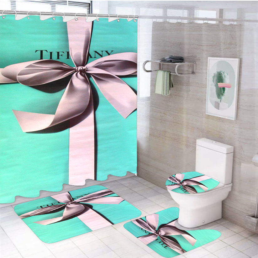 Classic Tiffany And Co Blue Box 4Pcs Bathroom Set Shower Curtain