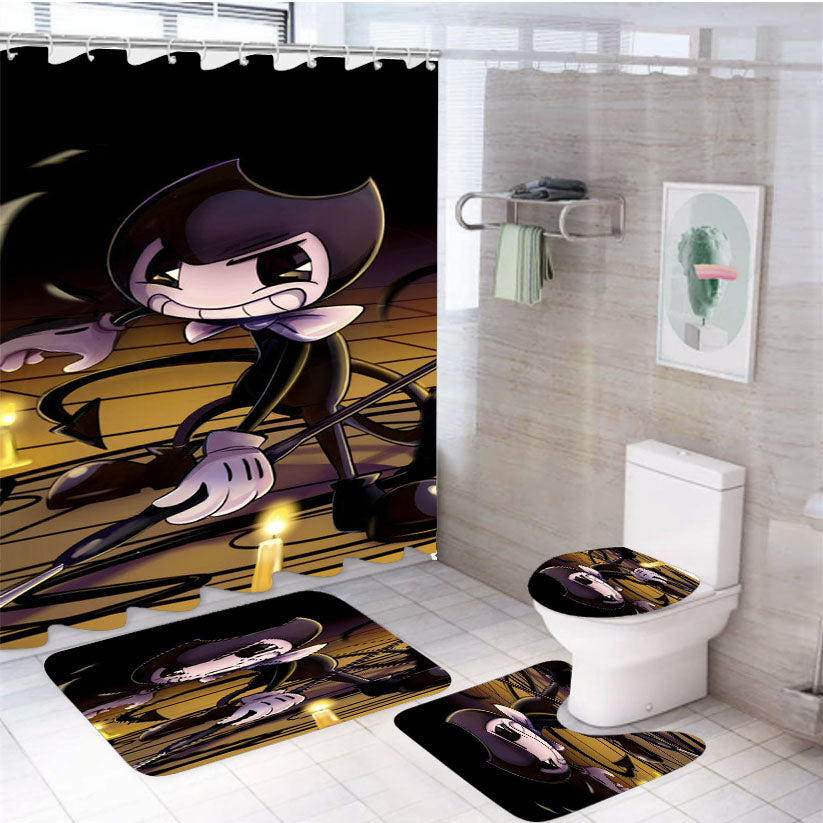 Clorox Bendy And The Ink Machine 4Pcs Bathroom Set Shower Curtain