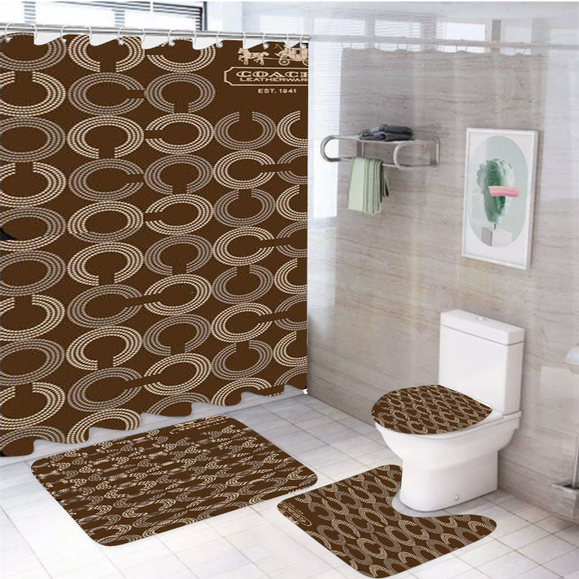 Coach 4Pcs Bathroom Set Shower Curtain