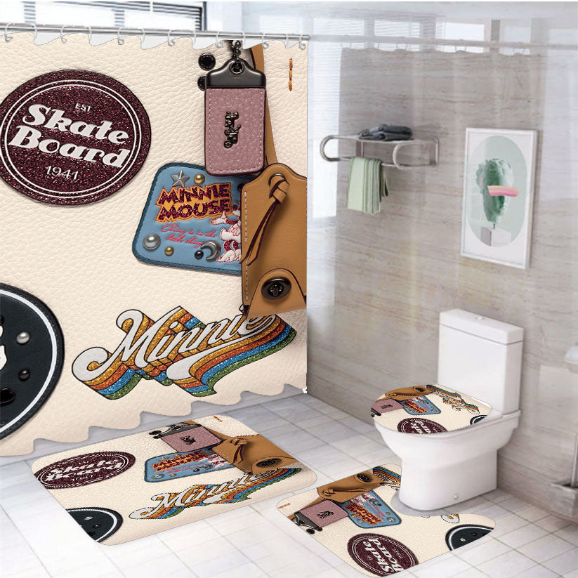 Coach Disney Patch 4Pcs Bathroom Set Shower Curtain