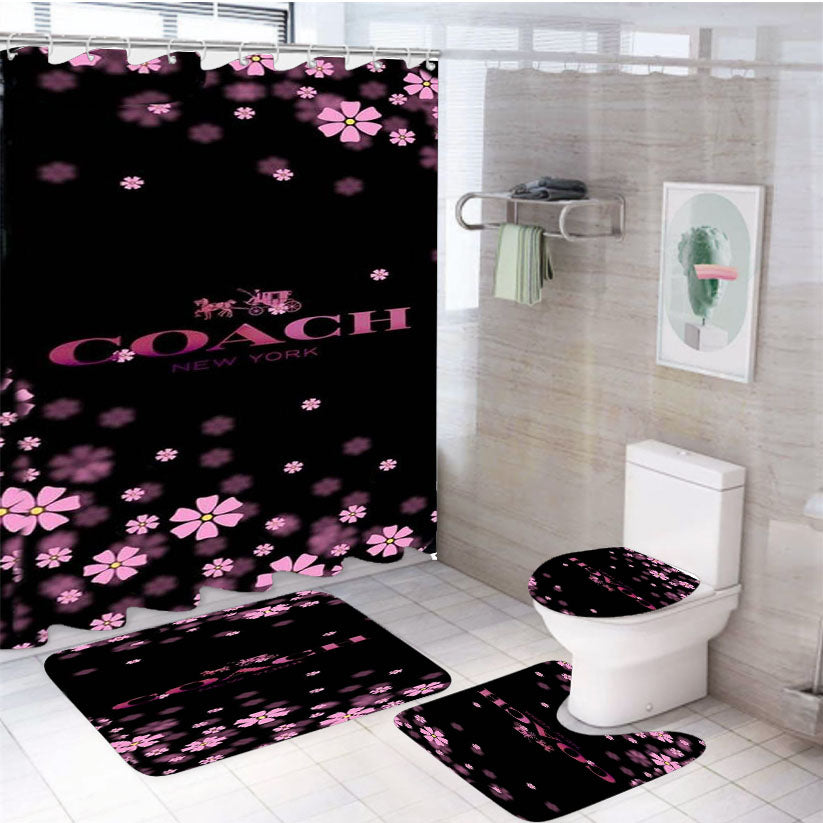 Coach Flowers Purple Sweet 4Pcs Bathroom Set Shower Curtain