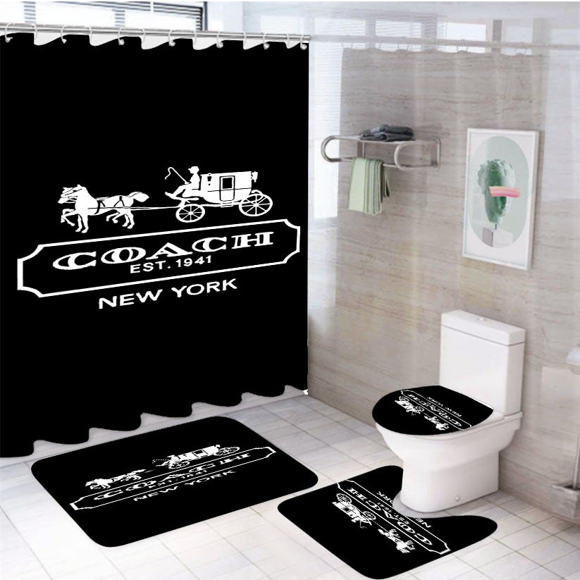 Coach Logo 4Pcs Bathroom Set Shower Curtain