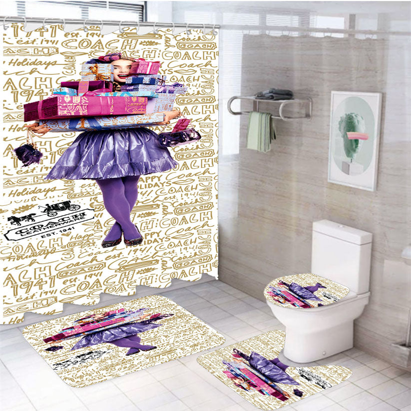 Coach New Cool 4Pcs Bathroom Set Shower Curtain