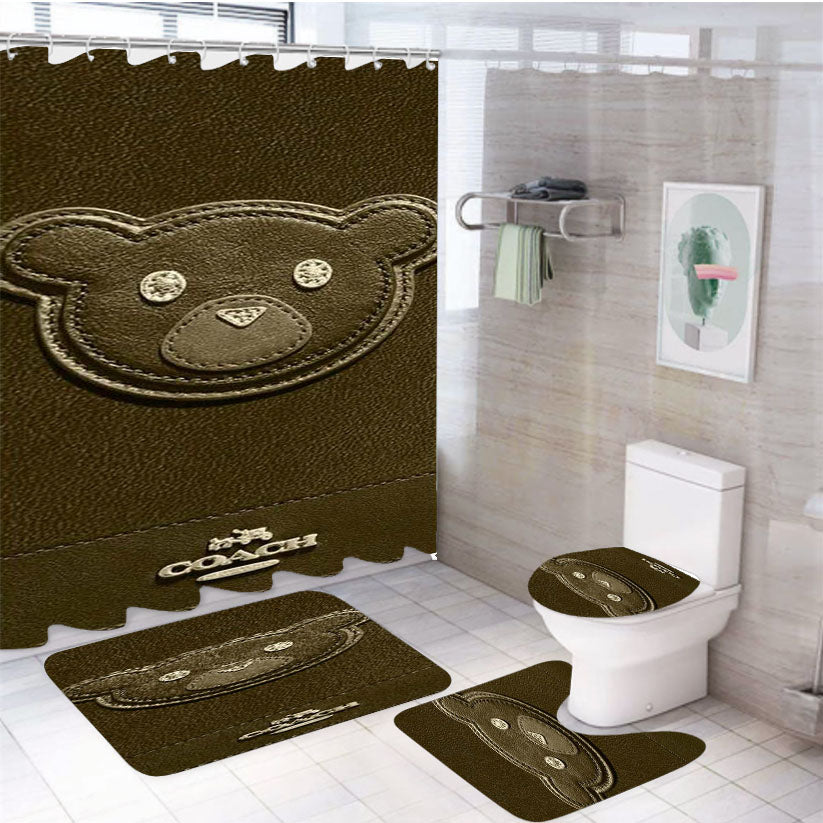 Coach New York Brown Bear 4Pcs Bathroom Set Shower Curtain