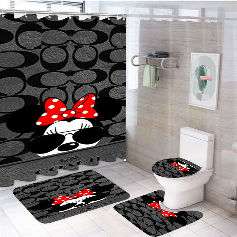 Coach New York Disney Mickey Mouse 4Pcs Bathroom Set Shower Curtain