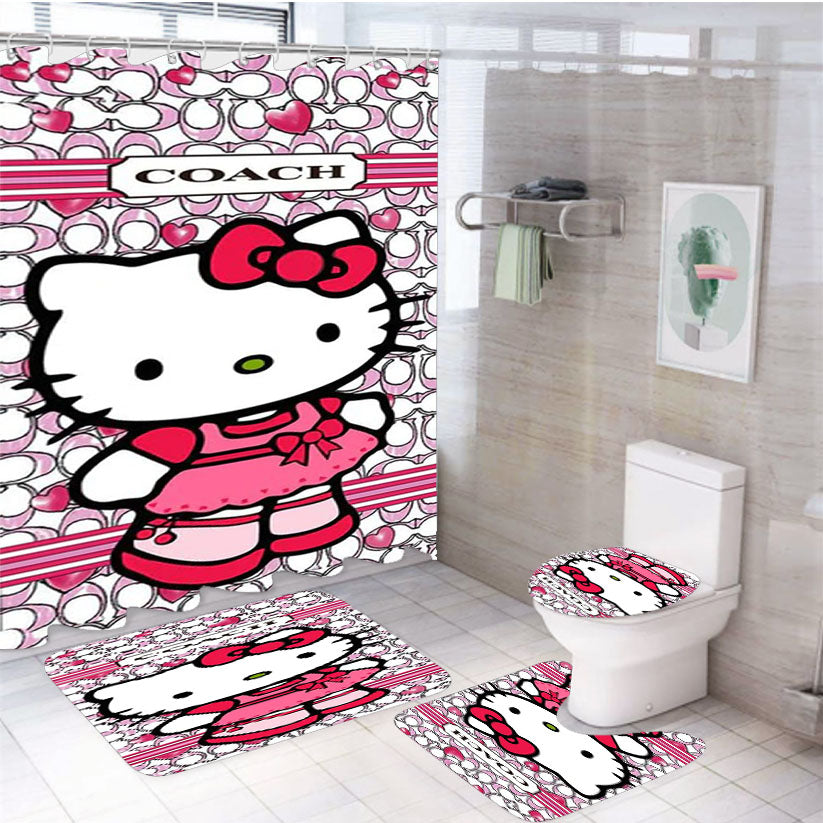 Coach New York Hello Kitty 2 4Pcs Bathroom Set Shower Curtain