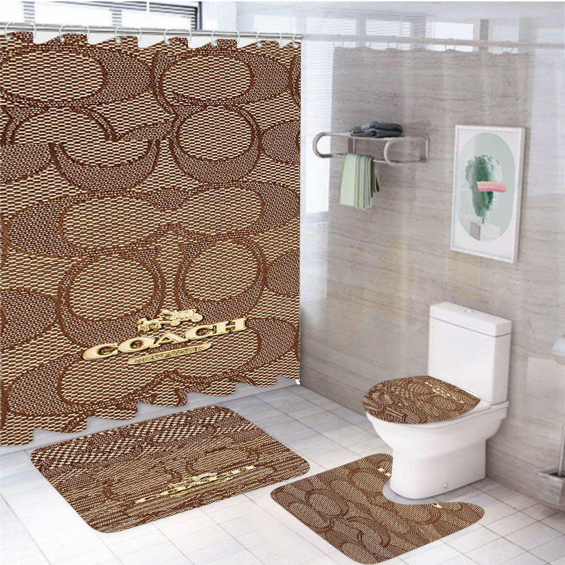 Coach New York Pattern 4Pcs Bathroom Set Shower Curtain