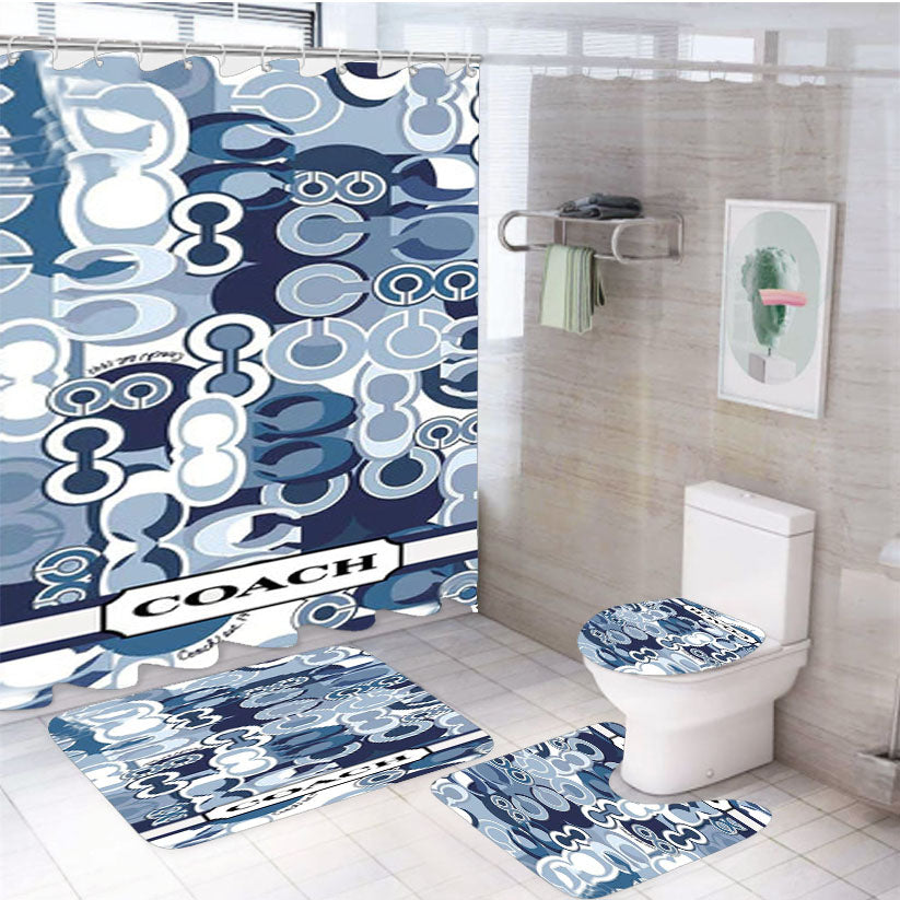 Coach New York Signature 4Pcs Bathroom Set Shower Curtain