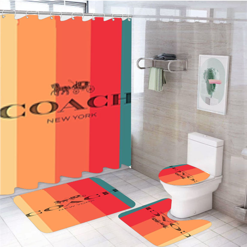 Coach New York Stripe 4Pcs Bathroom Set Shower Curtain